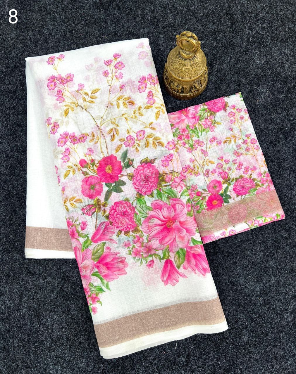 MG 437 Plain Linen Digital Printed Non Catalog Sarees Wholesale Shop In Surat